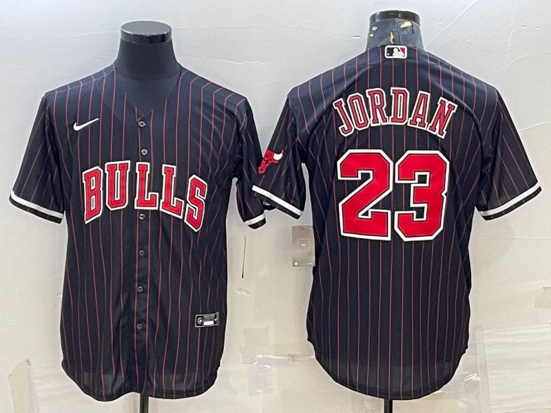 Men Chicago Bulls #23 Jordan Black Stripe Game Nike 2022 NBA Jerseys->chicago bears->NFL Jersey